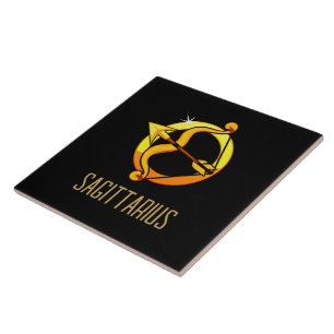 Braunes und goldenes Sagittarius-Zodiakzeichen sch Fliese