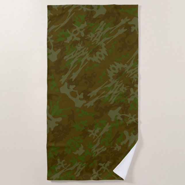 Braunes und grünes Camouflage Strandtuch (Vorderseite)