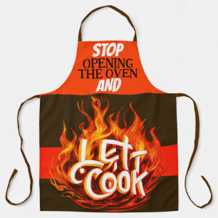 Braunes und Orangenfeuer Ließ It Cook Schürze