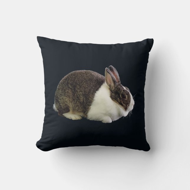 Braunes und weißes holländisches Rabbit Kissen (Vorderseite)
