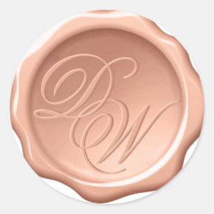 Braunes Wachssiegel Monogramm 2 Initialen Kalligra Runder Aufkleber