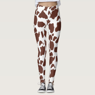 Braunes, weißes Kuhmuster Leggings