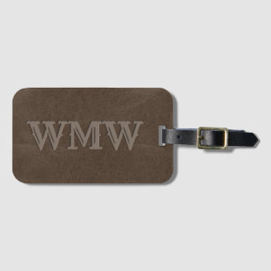 Braunes Western-Monogramm-Kunstleder Gepäckanhänger