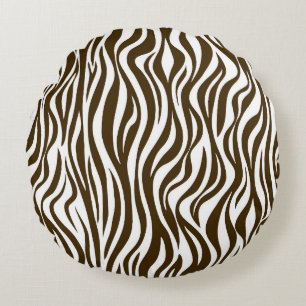 Braunes Zebrafellmuster Rundes Kissen