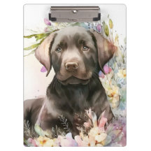 Braunfarbener Labrador Retriever und Blume