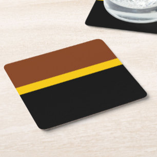 Braungelb-Schwarz-Blockstil-Design Rechteckiger Pappuntersetzer