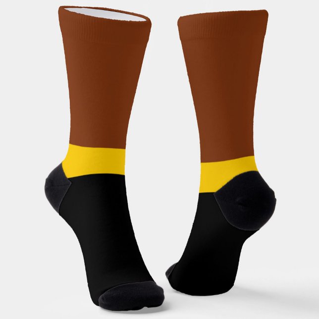 Braungelb-Schwarz-Blockstil-Design Socken (Von Creator hochgeladen)
