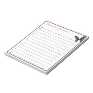 Braungelber Schmetterling Personalisierter Name Notizblock