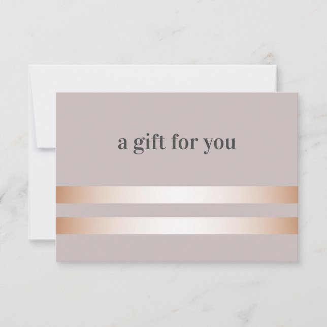 Braungrau | Rose Gold Elegante Geschenkkarte (Vorderseite)