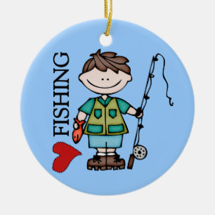 Braunhaar Boy I Liebe Angeln Keramik Ornament