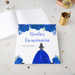 Braunhaar Prinzessin Blau Quinceanera Gästebuch