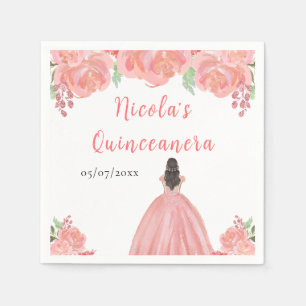 Braunhaar Prinzessin Rosa Florale Quinceanera Serviette