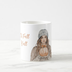 Braunhaarige Frau mit Hut Kürbis Es ist Herbst Leu Kaffeetasse