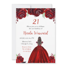 Braunhaarige Prinzessin rote Blumen Geburtstagsfei