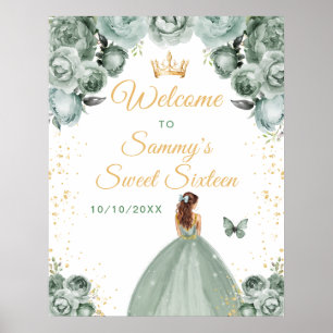 Braunhaarige Prinzessin Sweet Sixteen Willkommen Poster