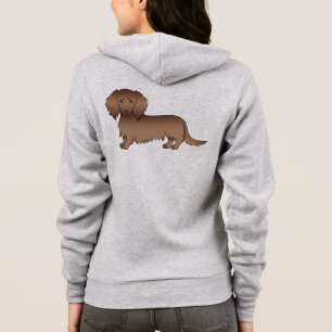 Braunhaariger Langhaar-Dackel-Cartoon-Hund Hoodie