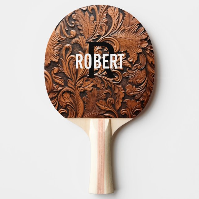 Braunhandschuh-Monogramm-Bezeichnung Tischtennis Schläger (Vorderseite)