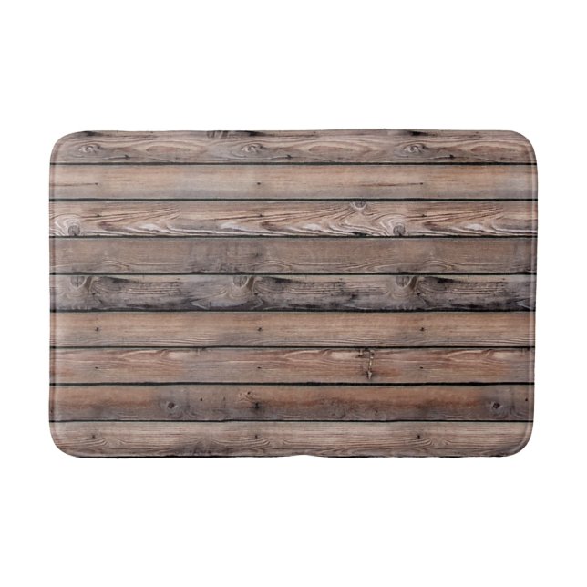 Braunholz Rustikale Imitate Lumberstreifen Badematte (Vorderseite)