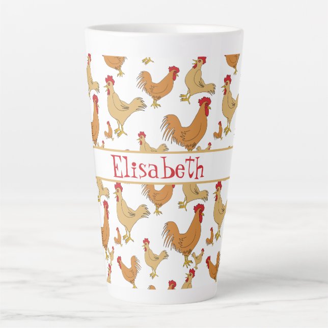 Braunhühner Design Personalisiert groß Milchtasse (Vorderseite)