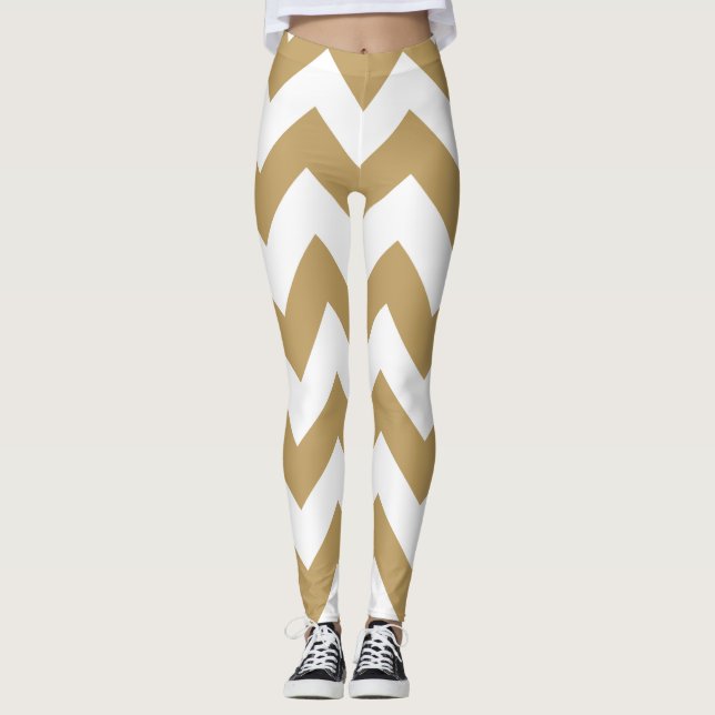 Braunkohlene neutrale Chevronen Leggings (Vorderseite)