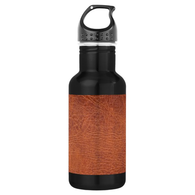 Braunleder Edelstahlflasche (Vorderseite)
