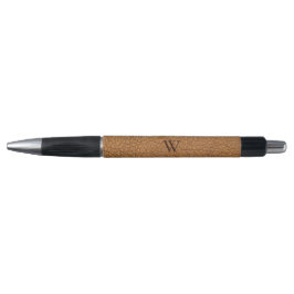 Braunleder Textur Mit Monogramm Name Kugelschreiber