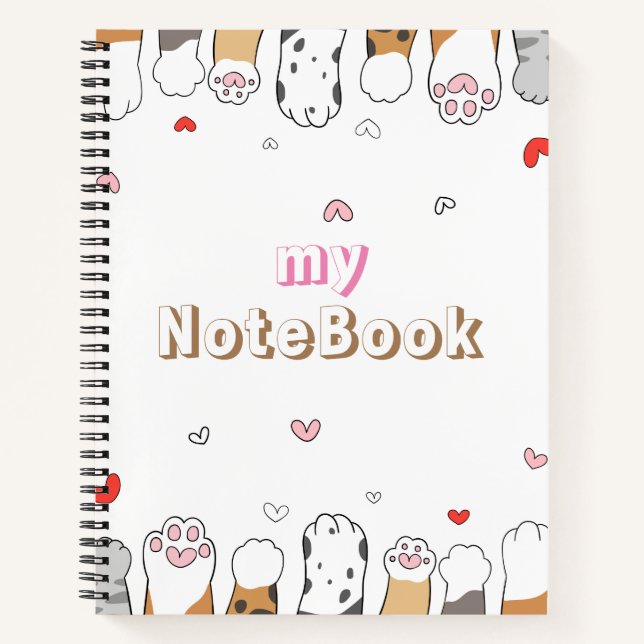 Bräunlich-graue Niedliche Katzen Paws 8,5" x 11" Notizbuch (Vorderseite)