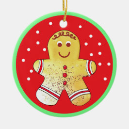 Bräunlich-Mit Augen Lebkuchen Keramik Ornament