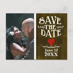 Bräunliche Gestaltung der Tafel Save the Date Ankündigungspostkarte