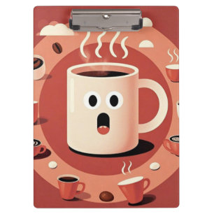 Bräunliche Niedliche Cartoon Kaffeetassen Klemmbrett