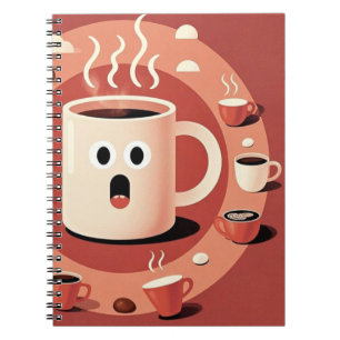 Bräunliche Niedliche Cartoon Kaffeetassen Notizblock