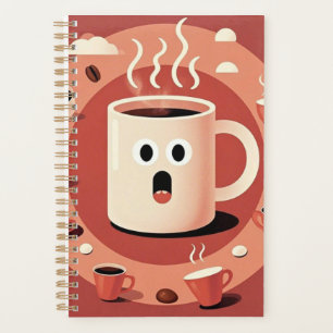 Bräunliche Niedliche Cartoon Kaffeetassen Planer
