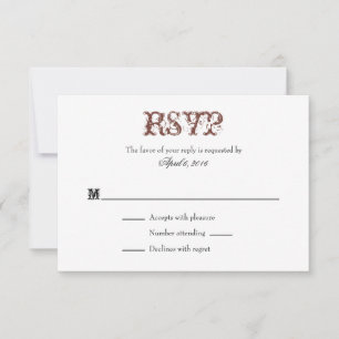 Bräunliche weiße Schlichte einfache Hochzeitskarte RSVP Karte