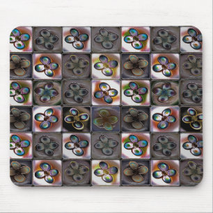 Bräunliches quadratisches Fliesenmosaik mit zeichn Mousepad