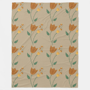 Braunorangefarbenes Blumenmuster Fleecedecke