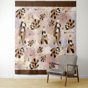 Braunpelikan- oder Habichtfedern Wandteppich