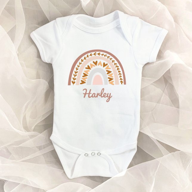 Braunrosa Boho Rainbow-Individuelle Name Monogramm Baby Strampler (Von Creator hochgeladen)