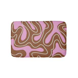 Braunrosa Marmor Boho Groovy Liquid Swirl Muster Badematte