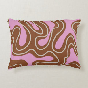 Braunrosa Marmor Boho Groovy Liquid Swirl Muster Dekokissen