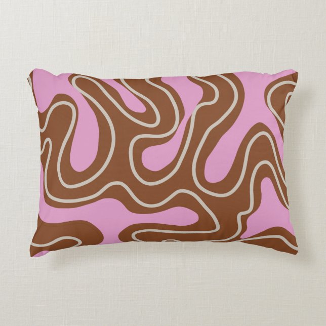 Braunrosa Marmor Boho Groovy Liquid Swirl Muster Dekokissen (Vorderseite)