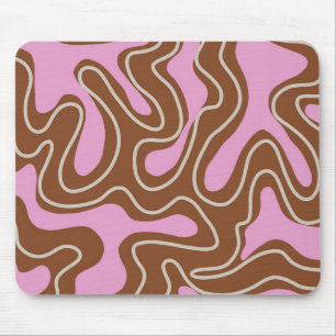 Braunrosa Marmor Boho Groovy Liquid Swirl Muster Mousepad