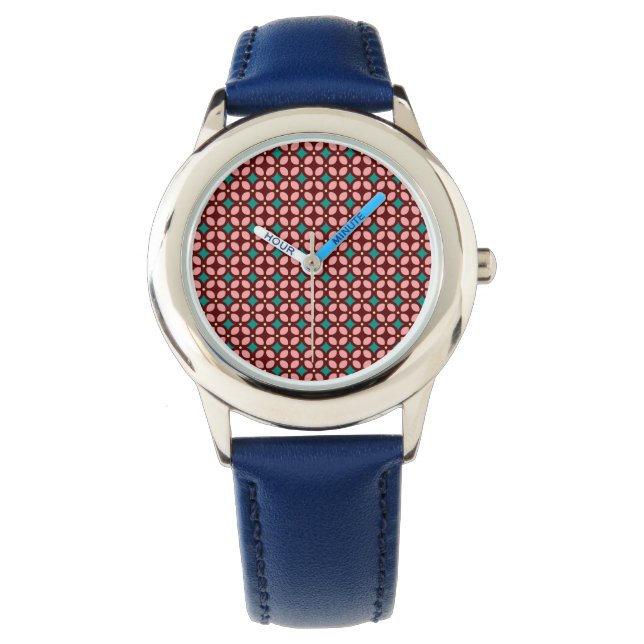 Braunrosa Muster Armbanduhr (Vorderseite)