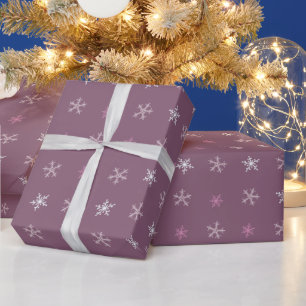 Braunrosa Schneeflocken Lila Weihnachten Geschenkpapier