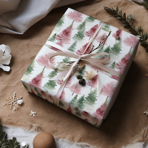Braunrot und dunkelgrüner Kiefernbaum Geschenkpapier
