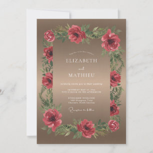 Braunrote Mohn-Hochzeit Einladung