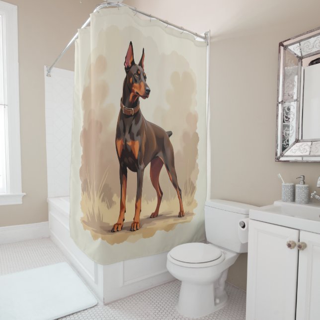 Braunroter Dobermann Pinscher Hund Duschvorhang (Beispiel)