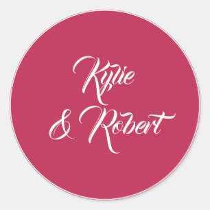 Braunroter minimalistischer Hochzeitsticker Runder Aufkleber