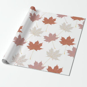 Braunrotes herbstliches Blumenblattmuster Y2K Geschenkpapier