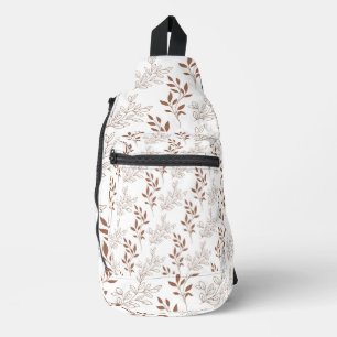 Braunrotes Retro-Vintage-Blattmuster  Crossbody Bag