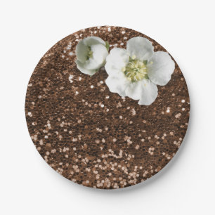 Braunschokolade Weiße Jasmin-Glitzer Pappteller